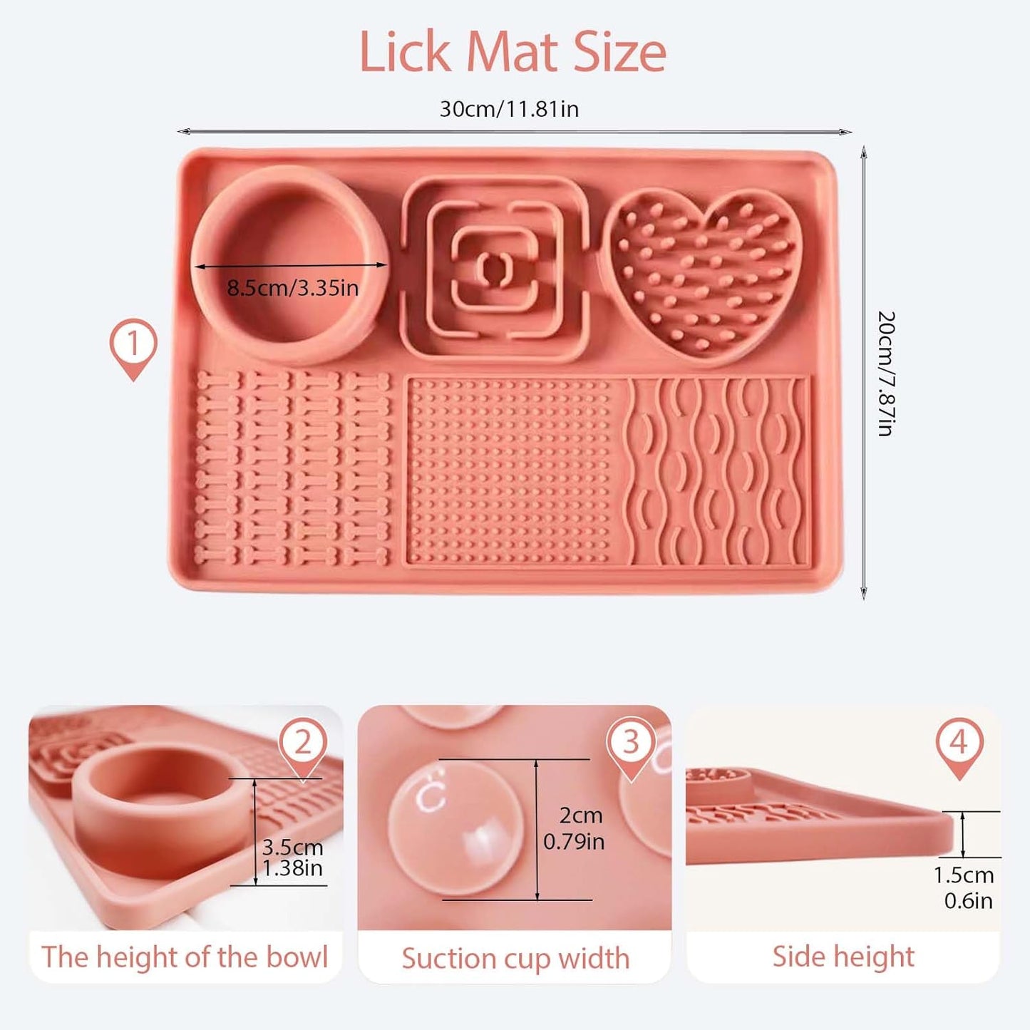 Licking Pad Mats 6 in 1 Reddish Orange for Butter Yogurt Peanut Frozen Food, Dog Slow Feeder Puzzle Bowl, Silicone Anti-Slip Pets Treats Feeding Mat, Collapsible Dog Water Bowl