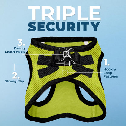 Best Pet Supplies Voyager Step-in Air All Weather Mesh Harness and Reflective Dog 5ft Leash Combo with Neoprene Handle, for Small, Medium and Large Breed Puppies - Set (Lime/Black Trim), Small