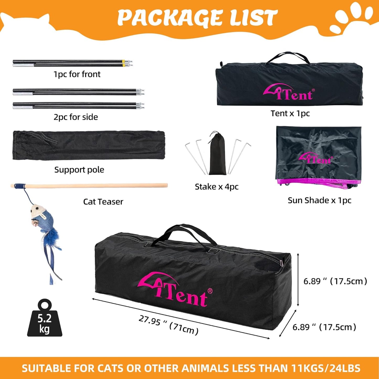 Extra Large Catio Outdoor Cat Enclosure 2-Tier Cat Tent for Patio, Balcony, Indoor & Outdoor, Foldable Cat Playpen with 3 Doors, Weatherproof Sunproof with Fashionable carrybag（Patented）