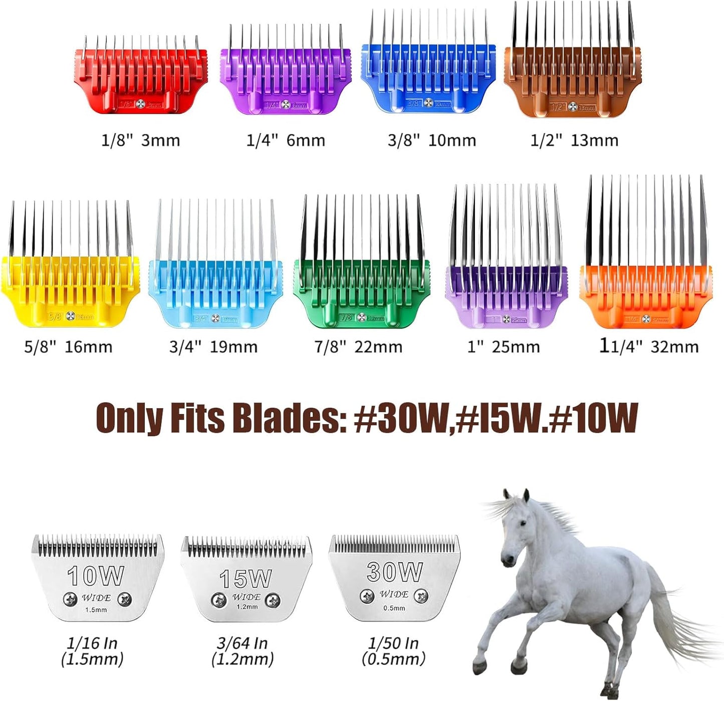 Wide Clipper Guard Attachment for A5 Type Wide Blade, Compatible with Andis, Wahl, Oster, Pet Grooming Attachment, Stainless Steel Professional Comb (3mm or 1/8")