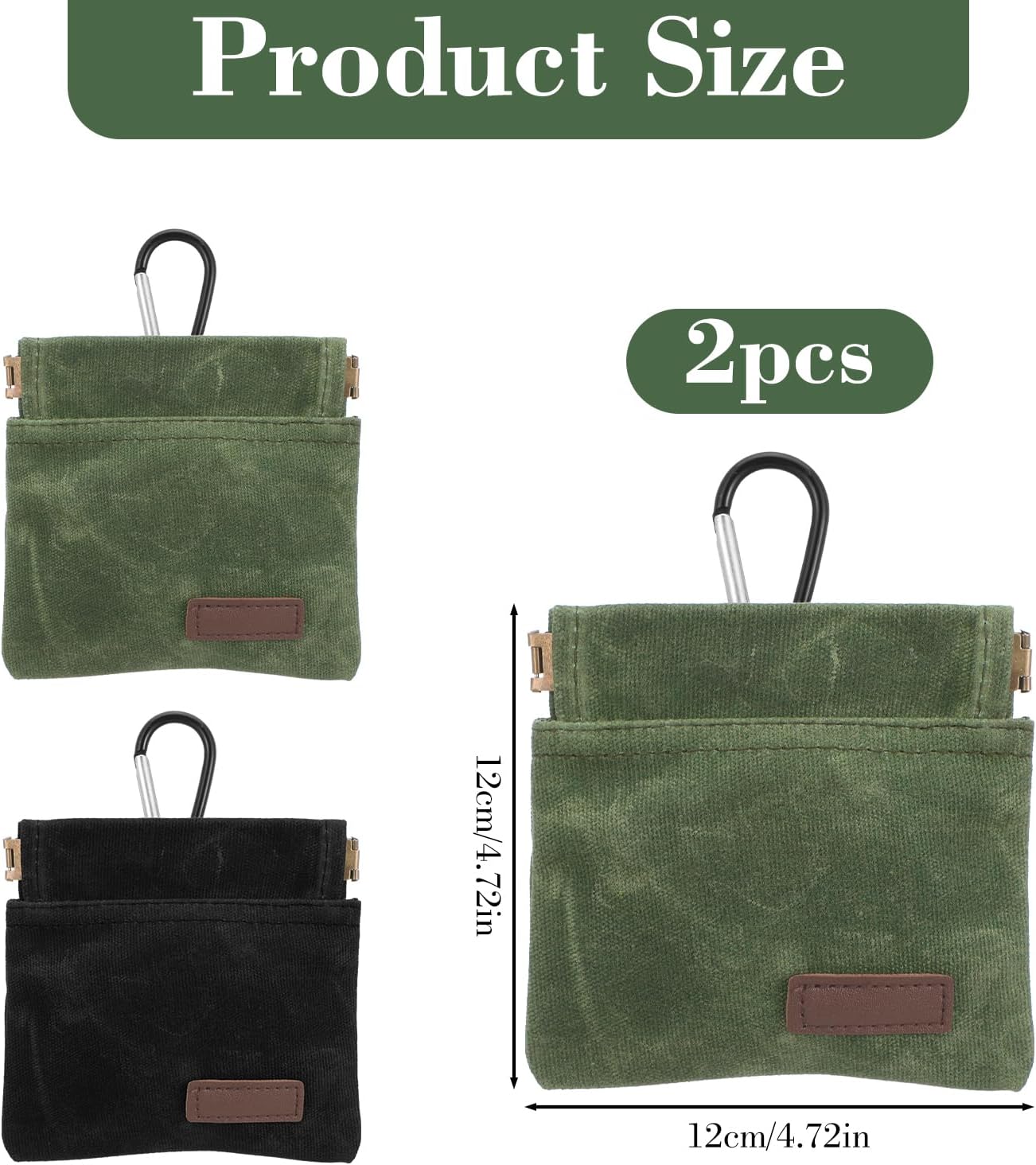 Thinp 2 Pcs Treat Pouches for Pet Training, Hand Free Dog Treats Pouch Auto Closing Dog Training Treat Pouch Portable Dogs Walking Bag for Puppy Travel or Outdoor Use (Black, Green)