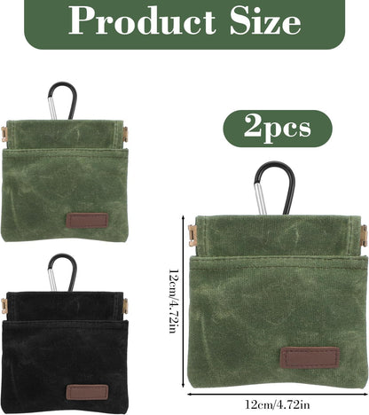 Thinp 2 Pcs Treat Pouches for Pet Training, Hand Free Dog Treats Pouch Auto Closing Dog Training Treat Pouch Portable Dogs Walking Bag for Puppy Travel or Outdoor Use (Black, Green)
