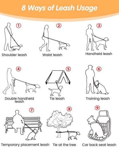 Hands Free Dog Leash, Multifunctional Crossbody Heavy Duty Dog Leash, 9.5 ft Long Waist Belt with Car Safety Buckle for Medium and Large Dogs Walking,Jogging,Running,Training (Grey 5.9-9.5ft).