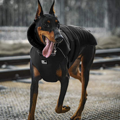 OneTigris Dog Coat Waterproof Dog Jacket with Adjustable Buckle Hook & Loop Windproof Cold Weather Coats for Small Medium Large Dogs (Black, X-Large)