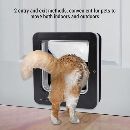 Smart Cat Door for Interior & Exterior, Smart Automatic Sensor Cat Flap Pet Door Collar Activated Kitten Entry with Remote Control