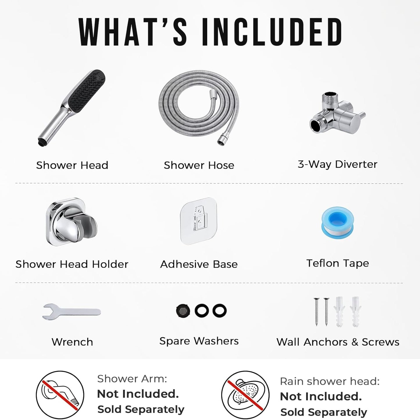 G-Promise 3 Mode Dog Shower Attachment with Pause Mode, Dog shower Sprayer with 100 Inches Stainless Steel Hose, Metal Diverter, Adhesive Holder, for Fast and Easy Dog Bathing and Cleaning(Chrome)