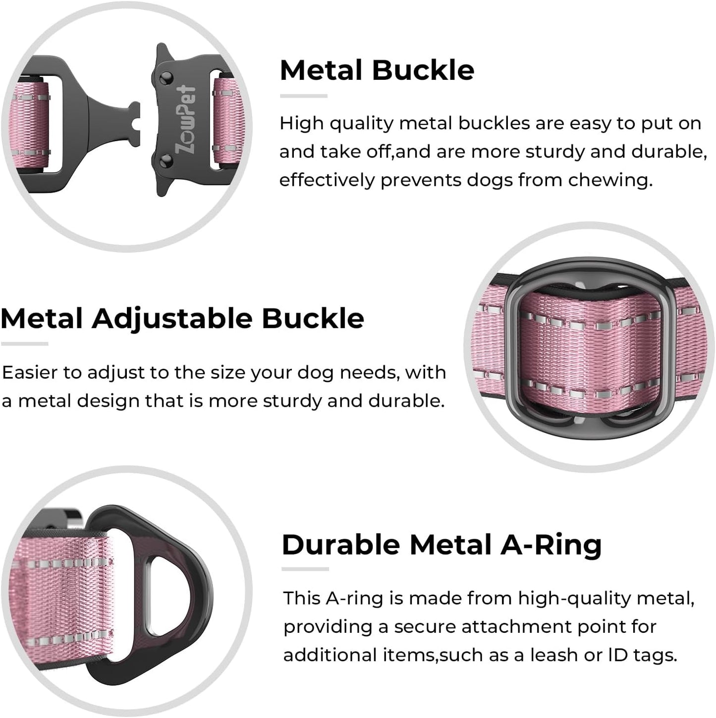 2025 Upgrade Airtag Dog Collar, Reflective Dog Collar with Airtag Holder, IP68 Waterproof| Metal Buckle| Ultra-Durable| Comfortable Padded, GPS Dog Collars for Medium Large Dogs (Pink,M)