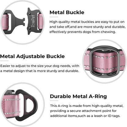 2025 Upgrade Airtag Dog Collar, Reflective Dog Collar with Airtag Holder, IP68 Waterproof| Metal Buckle| Ultra-Durable| Comfortable Padded, GPS Dog Collars for Medium Large Dogs (Pink,M)