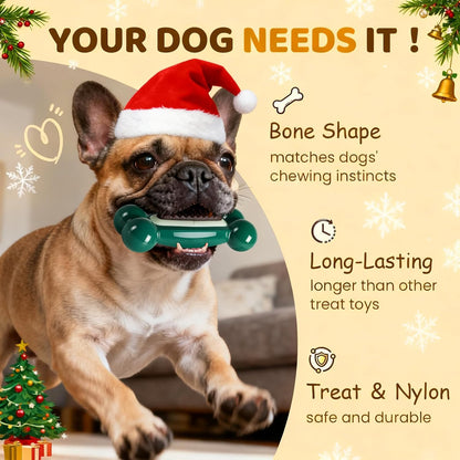 Dog Toys for Aggressive Chewers: Dog Treat Chew Toys, Long-Lasting Durable Dog Toys to Keep Them Busy, Indestructible Dog Enrichment Bones for Small Medium Large Breeds 25-80lbs, Beef Flavor