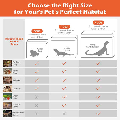 AZV Small Habitat Terrarium Enclosure, and Large Reptile Terrarium,Reptile Tank 15x8x10in Amphibian Isopod Tank Starter Kit with Bearded Dragon Hammock,Heat Lamp,Hide Cave for Geckos Lizard