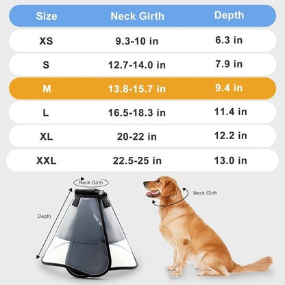 Soft Dog Cone for Dogs After Surgery, Breathable Pet Recovery Collar for Large Medium Dogs, Adjustable Dog Cone Collar, Elizabethan Collar (M, Black)