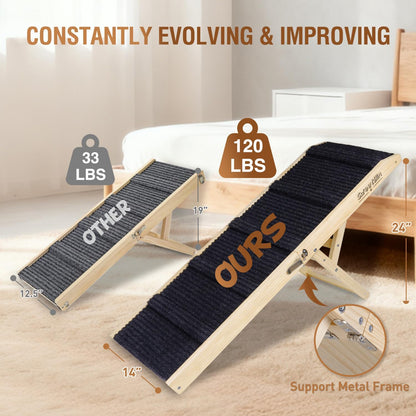 2025 Upgraded Dog Ramp for Bed - Foldable Small Large Dog Ramp for Couch - 6 Adjustable Height from 13" to 24" - Portable Pet Stairs with Non-Slip Pad - Pet Ramps Use for Bed Couch Car Up to 120LBS