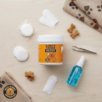 Kirby's Choice Dog Ear & Teeth Cleaning Wipes Bundle – 100 Total Finger Wipes (2 Canisters) – Gentle Pet Oral Care & Ear Cleaner – Safe, Durable & Easy to Use for Dogs & Cats – 100% Kirby Approved