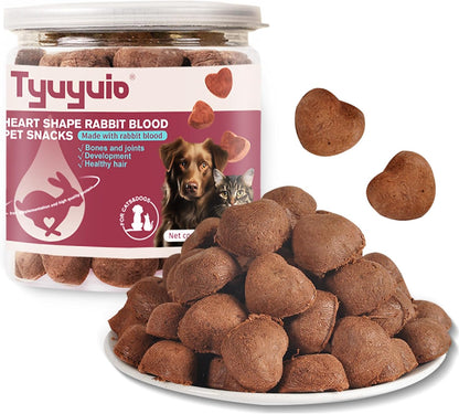 Freeze-Dried Rabbit Blood in Heart Shape,High Protein Freeze-Dried Pet Food for Dogs Cats, Supplemental Iron.Fresh Ingredient Snacks, 2.1 oz.
