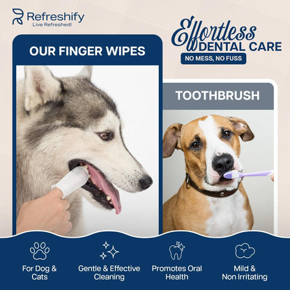 Dog Teeth Cleaning Wipes - 100 Value Pack - Fresh Mint Dog Dental Wipes, Vet Formulated Pet Teeth Cleaning Finger Wipes for Dogs & Cats – Effective Dog Teeth Cleaning, Plaque & Tartar Solution