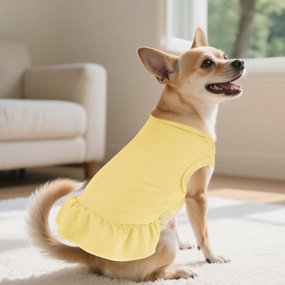 2 Pcs Dog Dresses Cat Skirt Solid Color Dog Clothes Summer Sleeveless Puppy Girl Clothes for Small Pet Dogs Cats (Yellow,Pink, Medium)