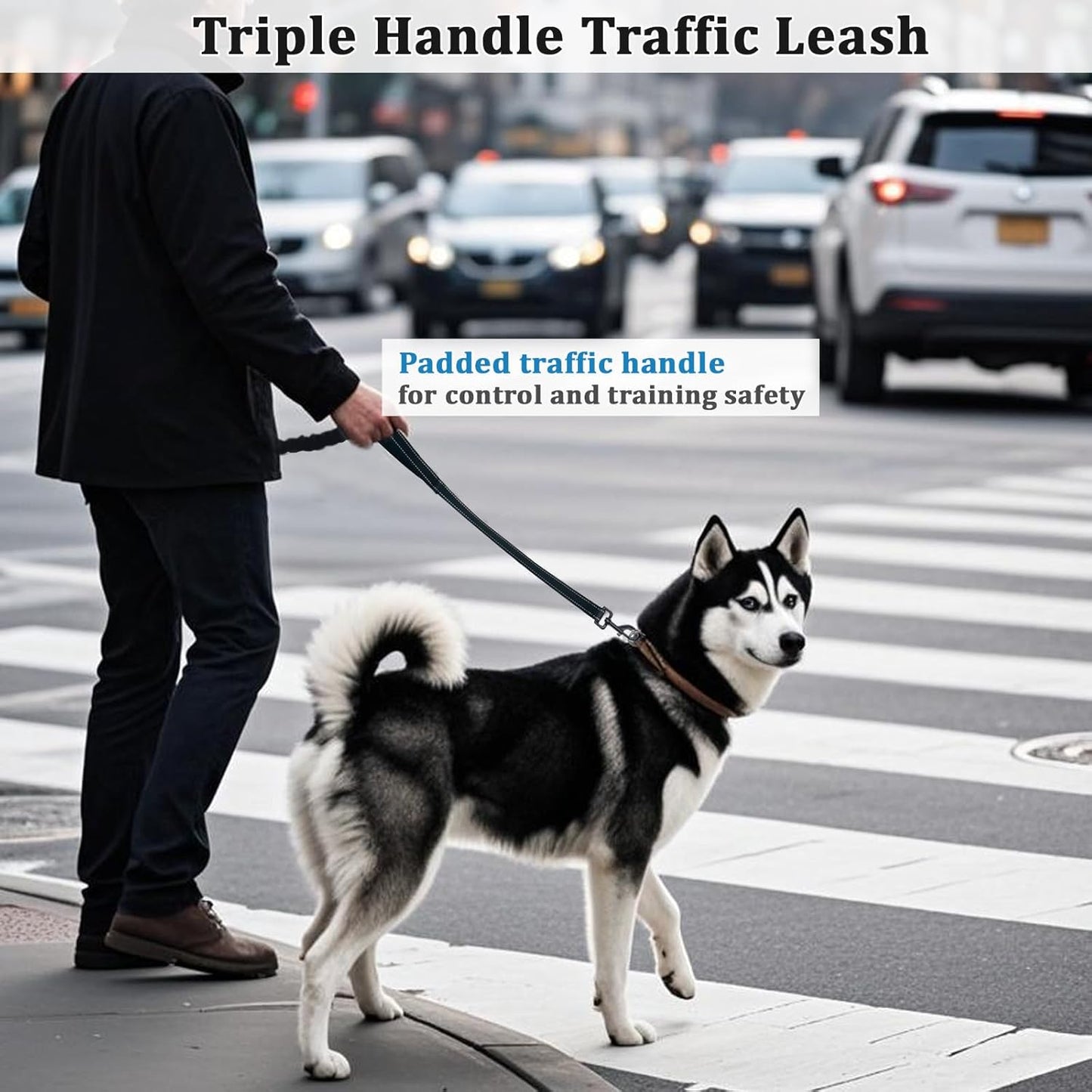 WYuZe 5ft Puppy Leash for Small Dogs + 7ft Triple Handle Dog Leash with Shock Absorbing for Large Medium Dogs