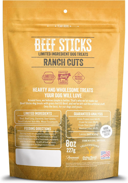 Yellowstone Limited Ingredient Dog Treats Beef Sticks - Healthy Dog Treats Made in USA - Air Dried Beef Collagen Dog Jerky Treats - Crunchy & Chewy Dog Treats - Beef Dog Treats Jerky - 8 oz