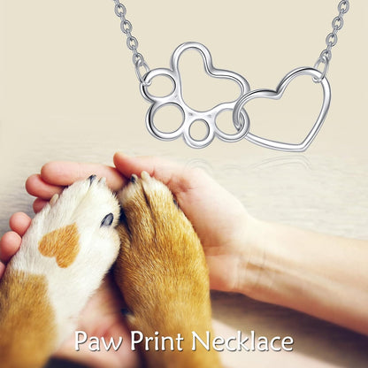 ONEFINITY Paw Print Necklace 925 Sterling Silver Cat Dog Paw Pendant Jewelry for Women Pet Lover Gifts