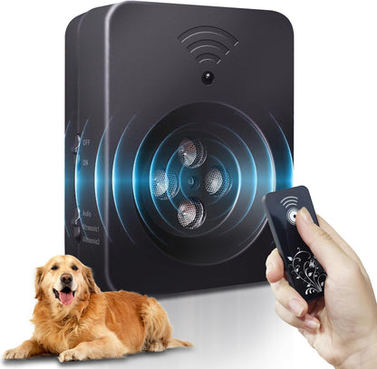 Ultimate Ultrasonic Bark Control Device for Dogs - 50ft Remote & Auto Sensor Modes | Weatherproof Anti-Bark Deterrent | Handheld Remote Training Tool | Stop Excessive Barking Humanely - Black