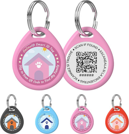 1 Pack Personalized Cat Tags,QR Code Pet ID Tags with Online Profile systerm,Editable Any Names and Phone numbles,Pink,S