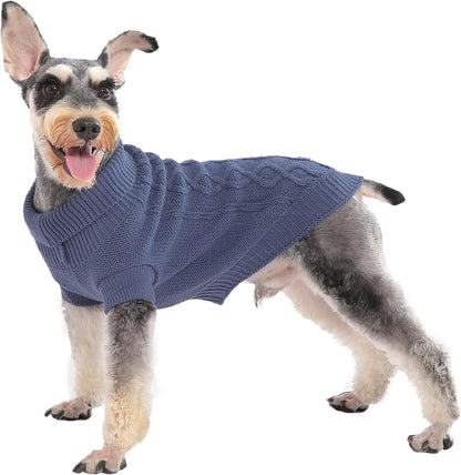 Small Dog Warm Winter Sweater MengMengDa Pet Clothes Puppy Knitwear for Small to Medium Breeds Dog Outfits (Dark Blue M)