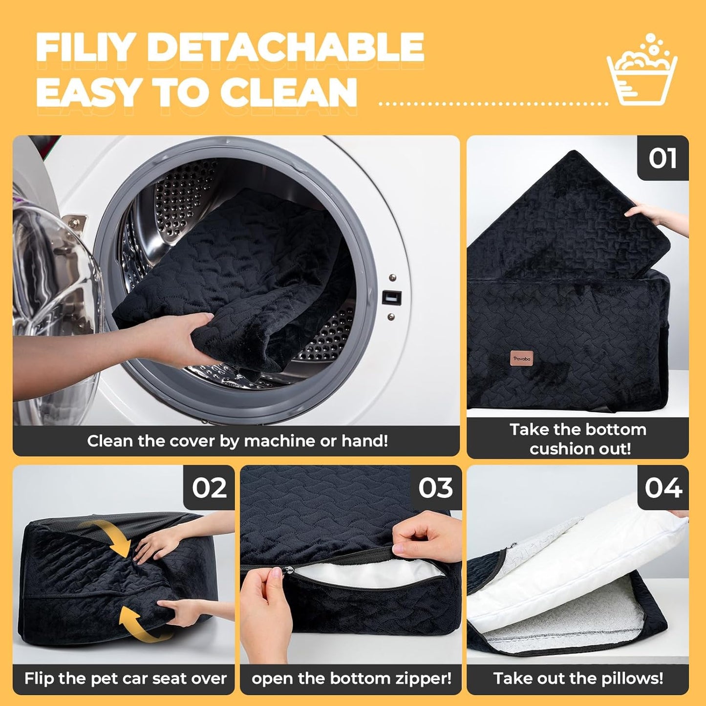 Dog Car Seat for Large Medium Dogs up to 60 lbs – Elevated Dog Booster Seat for Cars with Extra-Safe 14in High Front, Memory Foam Cushion, Washable Cover, Backseat Pet Car Bed (Black)