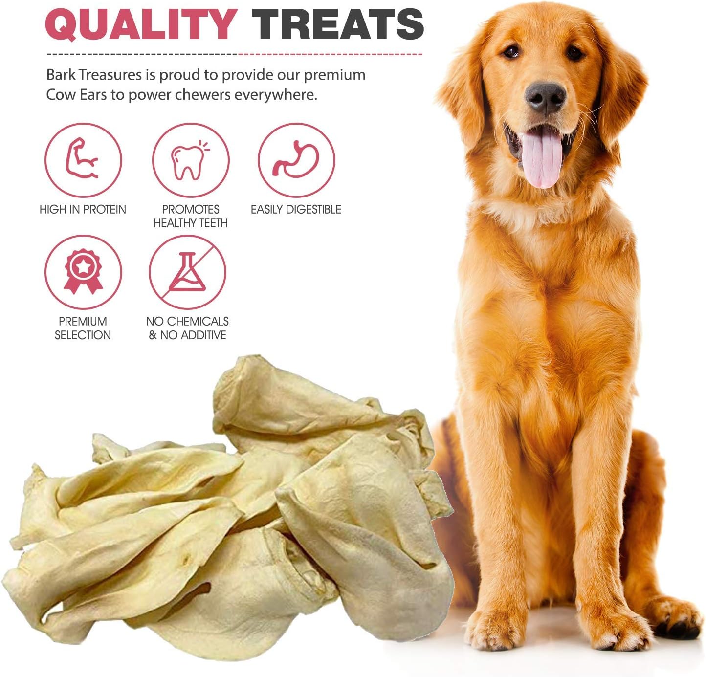 Cow Ears Dog Treats (15 Pack) - Whole Thick Cow Ear Dog Chews - Safe Rawhide Alternative - Cow Ears for Dogs