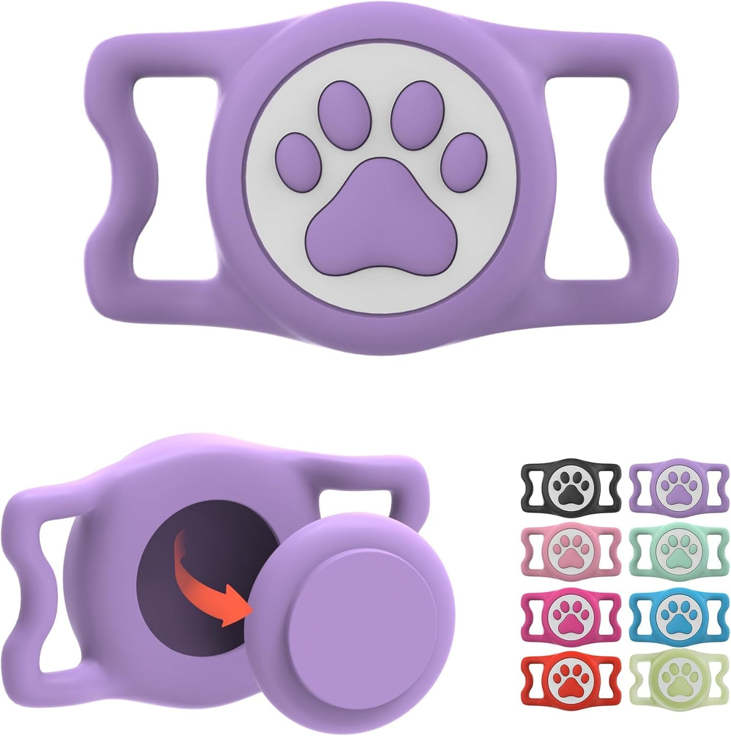 Waterproof Airtag Dog Collar Holder for Apple Air Tag, Silicone Dog Airtag Holder for Dogs & Cat Collars(Purple)