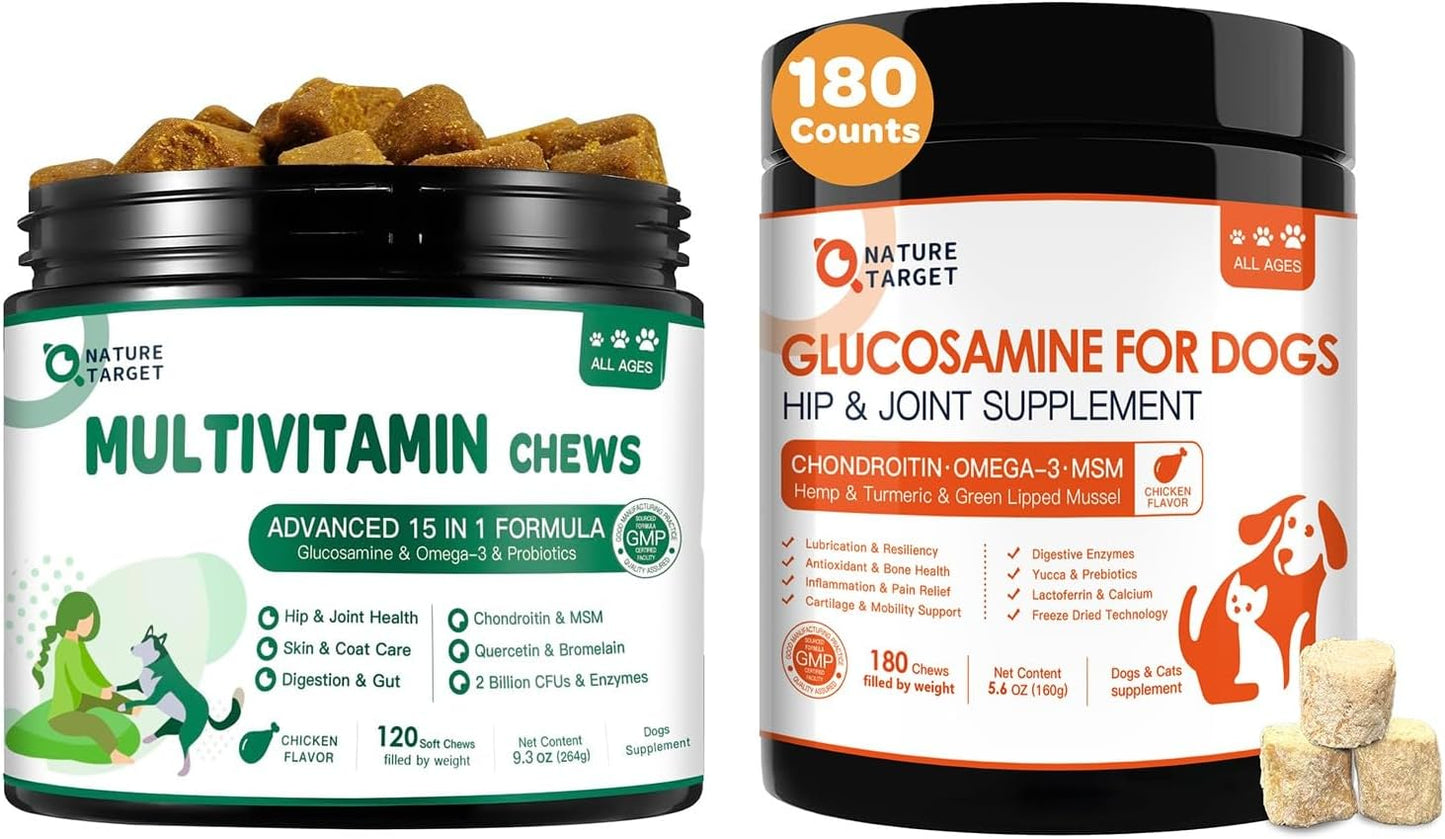 Multivitamin for Dogs Soft Chews & Glucosamine for Dogs 180 Counts