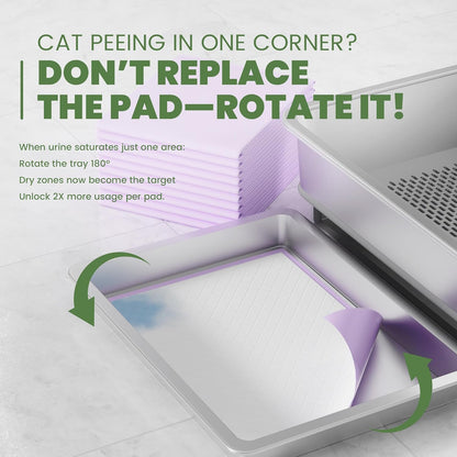 Premium Low-Track Bundle: Steel Litter Box & Low-Dust Zeolite + Pads