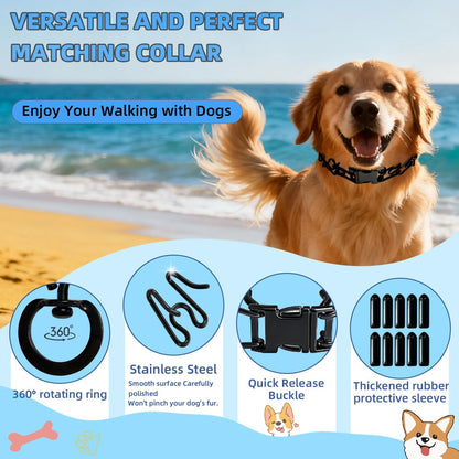 Prong Training Collar for Dogs, Adjustable Dog Pinch Collar with Quick Release Buckle, No Pull Collar for Small Medium Large Dogs, Extra Link and Caps