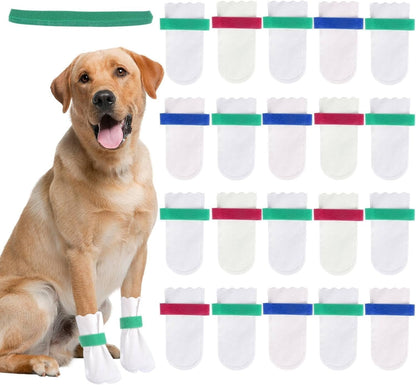 40 Disposable Dog Paw Protectors Adjustable Velcro Socks for Small Medium Large Dogs Indoor Outdoor Walking Footmuffs (S (5-16 lb) 40)