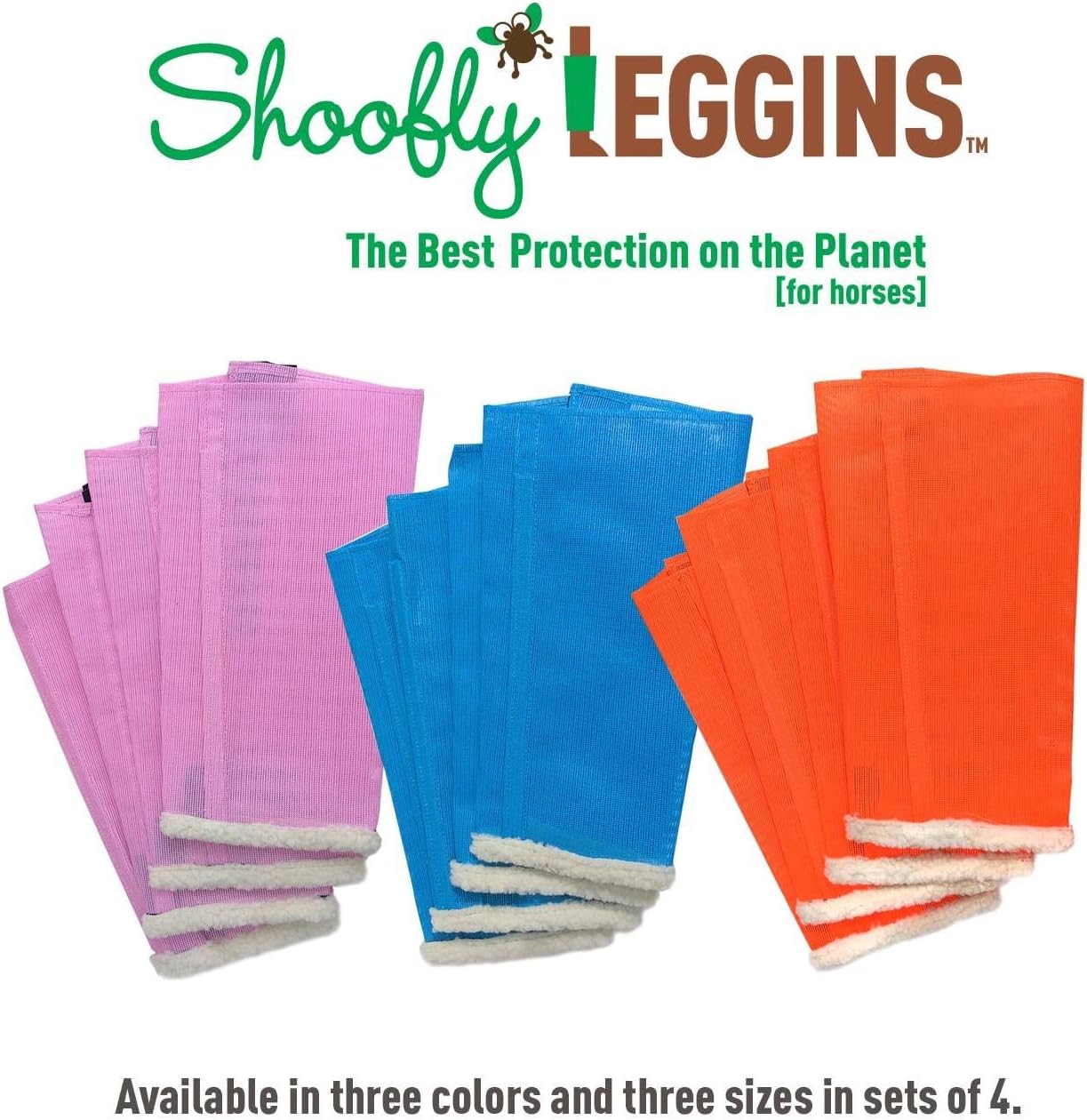 SHOOFLY Horse Leggins, Prevent Paintful Fly Bites, Reduces Stress & Stomping, Chemical-Free Plastic Mesh Material (Orange/Medium)