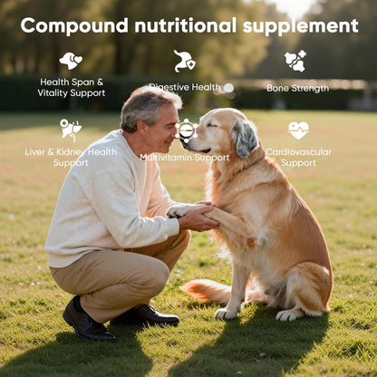 Senior Dog Supplements – Supports Cellular Vitality, Joint Flexibility, Liver & Heart Health, with NAD⁺, CoQ10, Chondroitin, for All Breeds Age 7+, 30 Sachets (5 Ct Each), Chicken