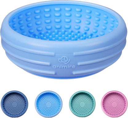Dog Lick Bowl, Animire Freeze Lick Mat for Dogs, Non-Slip Slow Feeder Licking Bowl Enrichment Treat for Distraction Anxiety Relief, Food Grade Silicone, Dishwasher Safe(Baby Blue,S)