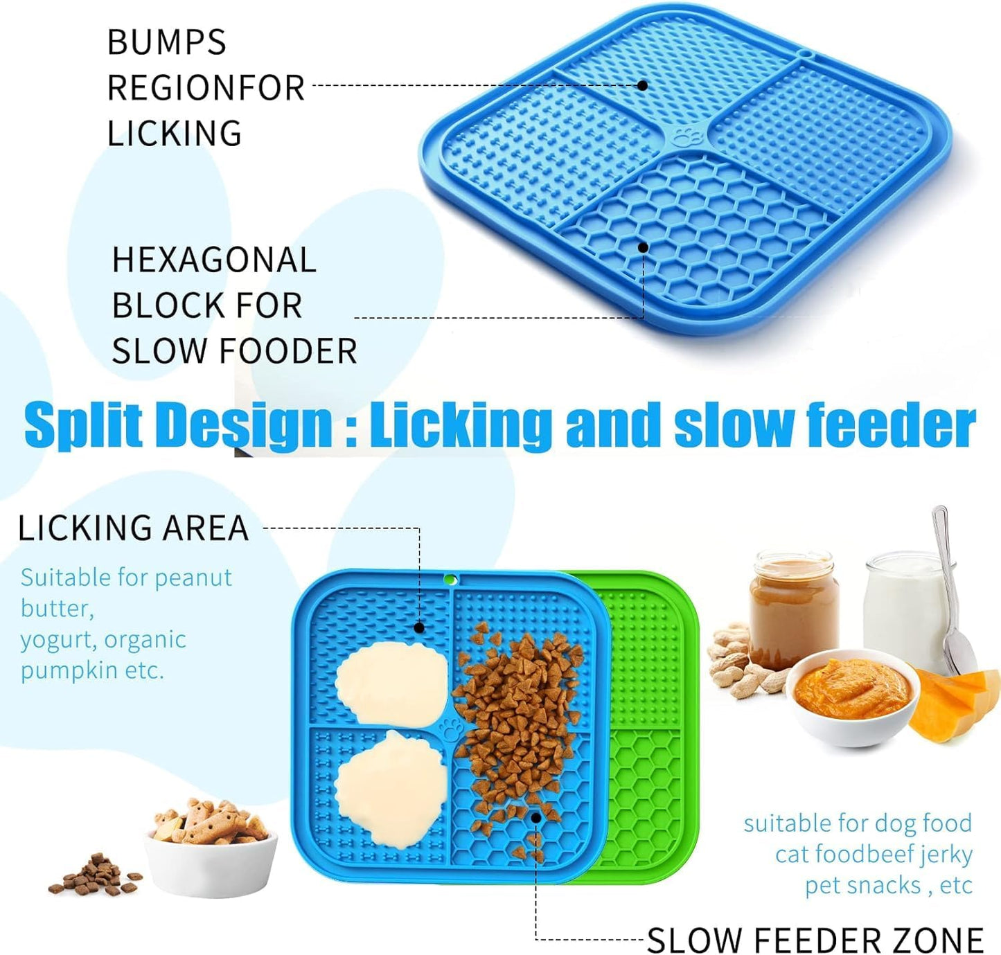 Lick Mat for Dogs, Premium Lick Pad with Suction Cups for Dog Anxiety Relief, Slow Feeder Dog Bowls, Bathing, Grooming and Training.