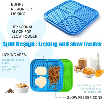 Lick Mat for Dogs, Premium Lick Pad with Suction Cups for Dog Anxiety Relief, Slow Feeder Dog Bowls, Bathing, Grooming and Training.