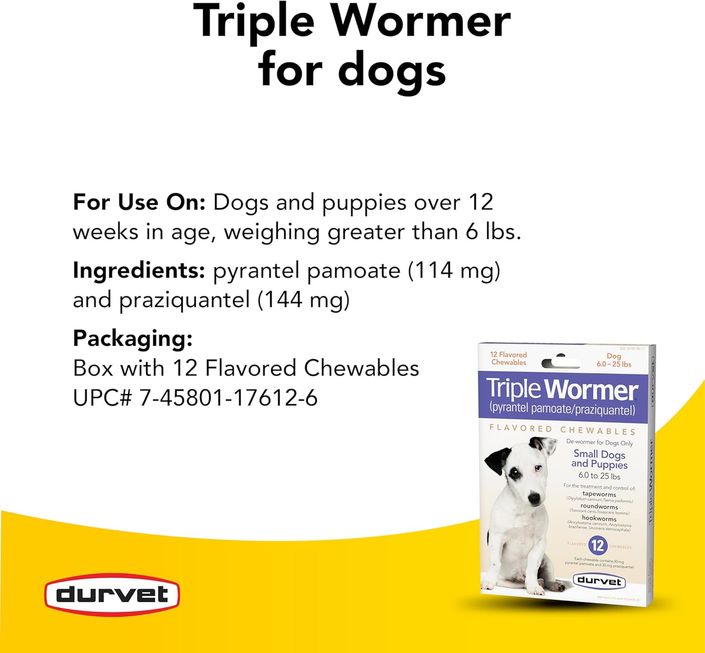 DURVET 12-Pack Triple Wormer Tablets for Puppies and Small Dogs