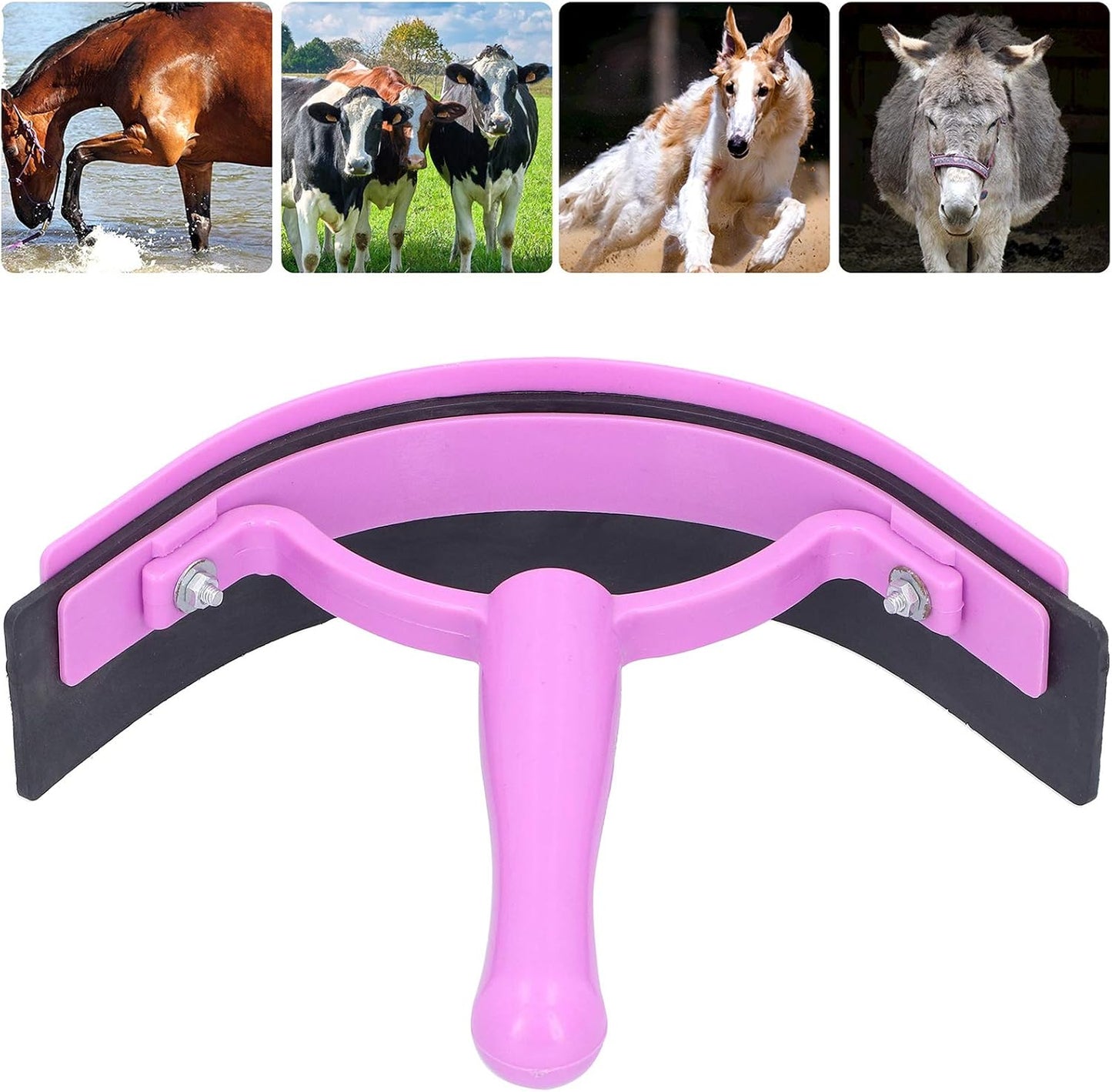 Horse Sweat Scraper, Ergonomic Grooming Tool with Soft Grip, Plastic and Rubber Construction for Equine Care