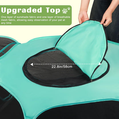 Large Outdoor Cat Enclosure Pop-Up Tent, Portable 3-in-1 Modular Pet Playpen with Zippered Mesh Windows for Indoor & Outside Use, Travel, Backyard, Park