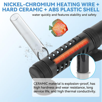 hygger Ceramic Submersible Aquarium Heater, New Explosion-Proof Fish Tank Water Heater with External Temp Controller Auto Thermostat Heater for Saltwater Freshwater (15W for 1~5 Gallon)