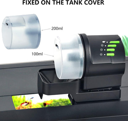 DXOPHIEX Automatic Fish Feeder Food Dispenser Vacation Fish Feeder Powered by Battery and USB for Aquarium and Turtle Tank