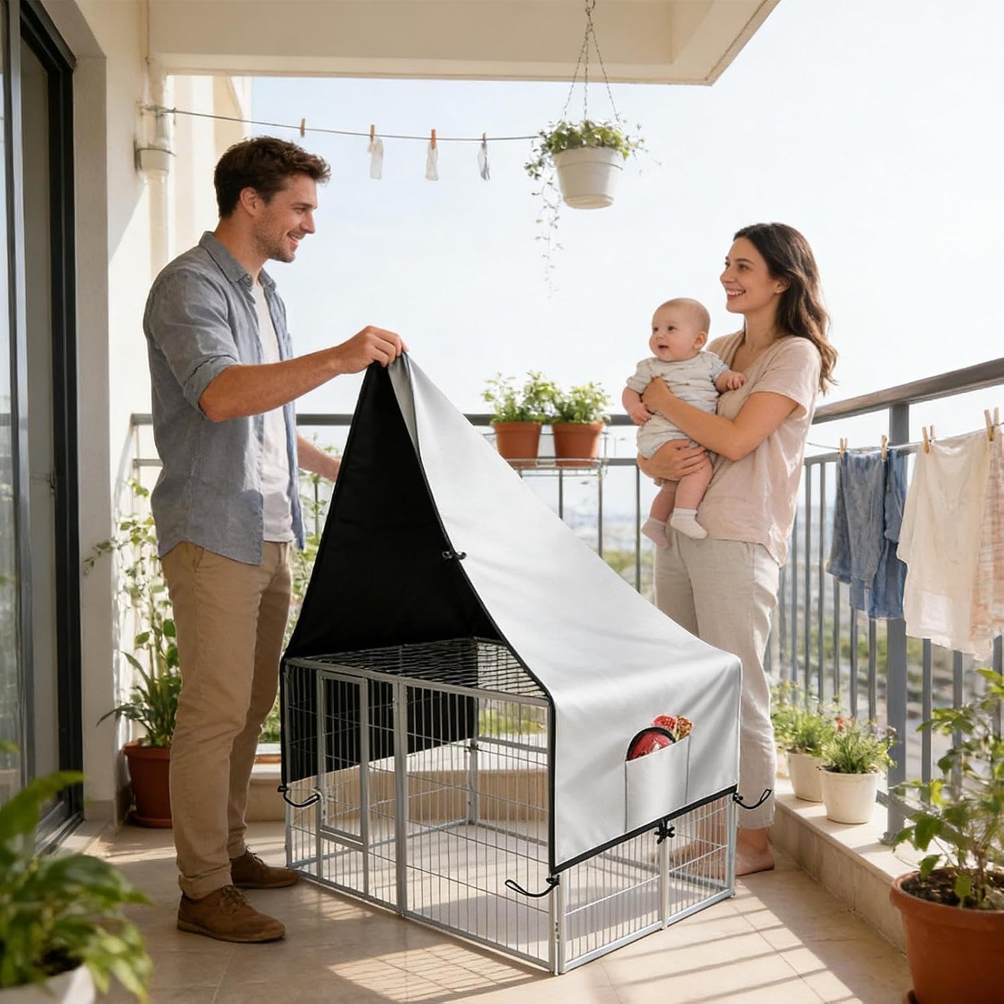 Dog Kennel Cover - 210D Oxford Privacy Enclosure Tarp, Waterproof Large Canine Shelter Cover, Protective Outdoor Shade for Pets | Portable Accessory | for Patio Picnic Camping Backyard Beach