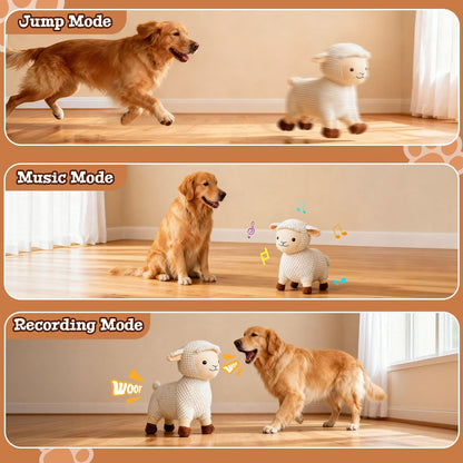 Sheep Interactive Dog Toys, Rechargeable Moving Toy with Motion-Activated Ball & Music Recording Modes for Medium & Large Dogs, Jumping Dog Toy to Keep Them Busy
