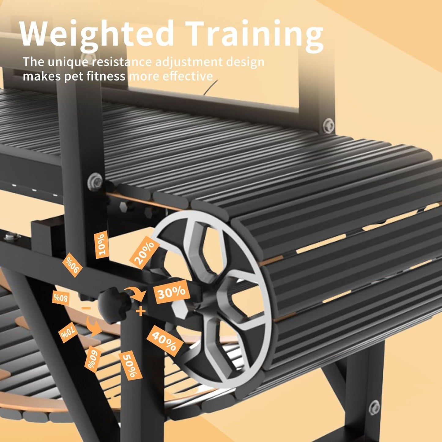 Dog Treadmill with Disc Brake, Resistance Adjustment & Paw-Friendly PE Slatmill - Heavy Duty Dog Treadmill for Large & Medium Dogs, Supports Up to 300 lbs, Easy to Move for Indoor & Outdoor Use