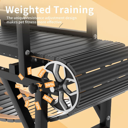 Dog Treadmill with Disc Brake, Resistance Adjustment & Paw-Friendly PE Slatmill - Heavy Duty Dog Treadmill for Large & Medium Dogs, Supports Up to 300 lbs, Easy to Move for Indoor & Outdoor Use