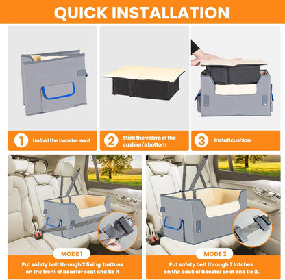 Dog Car Seat for Small Dogs, Elevated Dog Booster Seat Pet Travel Carrier Bed for Car with Adjustable Straps Pet Car Booster Seat for Small Dogs Cats