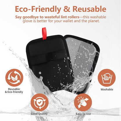 2 Pcs Pet Hair Removal Glove - Upgraded Electrostatic Pet Hair Remover Gloves for Cats & Dogs, Reusable & Washable Magic Brush Pet Hair Removal Tool (Black, L)