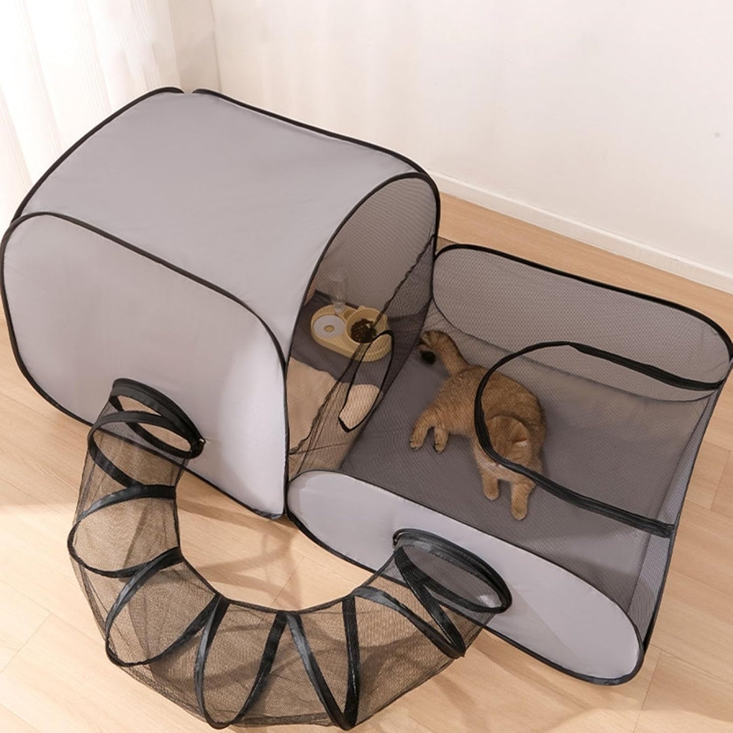 Convertible Cats Playpen Expandable Tunnel Safe Lounging Playpen for Indoor Outdoor Activity Game Tent for Camping Cats Tunnel House